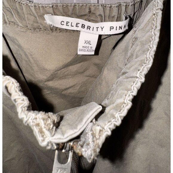 Celebrity Pink Womens Olive Green Jumpsuit XXL Adjustable Straps Zipper Front Dr - Picture 5 of 15